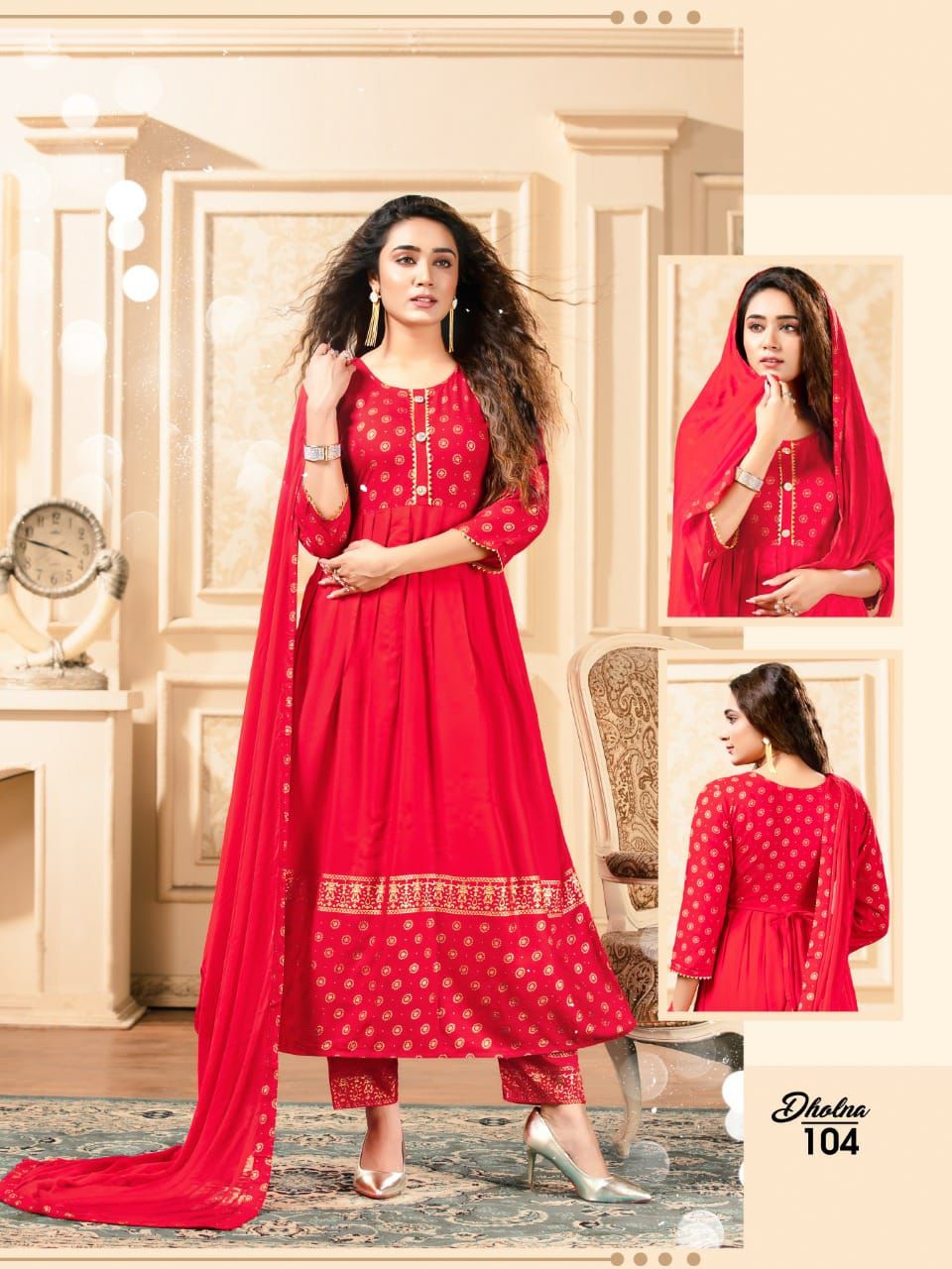 Beauty Queen Dholna Festive Wear Rayon Printed Ready Made Collection
